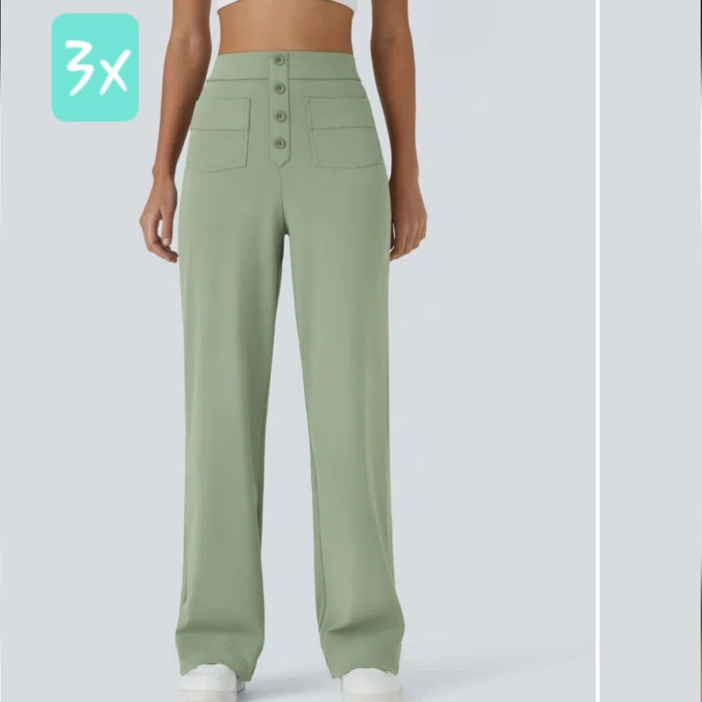 Women's Green High-Waisted Pants